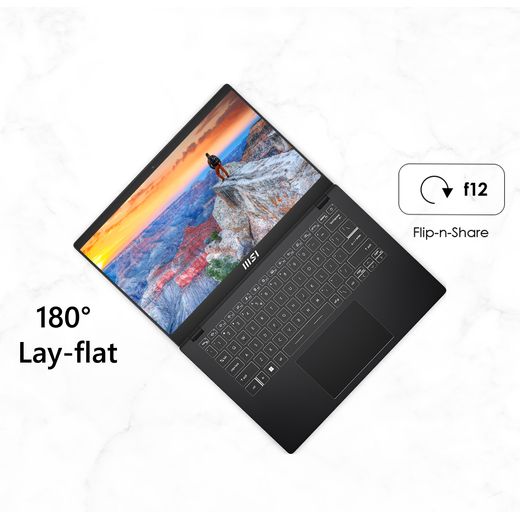 MSI Modern 14 C7M-407UK 14" Laptop - AMD Ryzen™ 5, 512GB SSD, 8 GB RAM - Black - Annotation - 180° lay flat