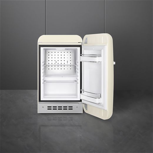Smeg 50s Style Right Hand Hinged Minibar FAB5RCR6 72cm High Fridge - Cream - Fridge with door open in room shot