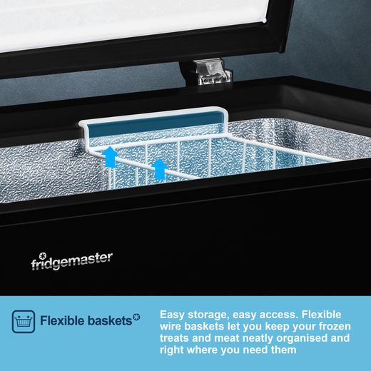 Fridgemaster Chest Freezer - Black - Annotation - Flexible basket shot
