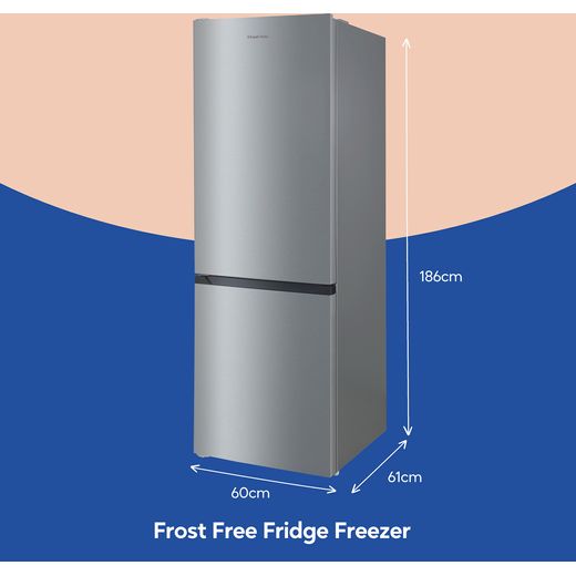 Russell Hobbs RH186FFFF60SS 186cm 60/40 No Frost Fridge Freezer - Stainless Steel - Annotation - Dimension shot 
