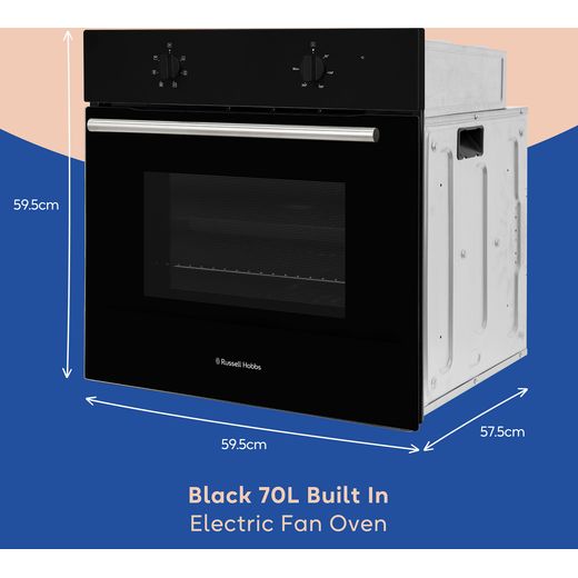Russell Hobbs RHFEO7004B/02 Built In Electric Single Oven - Black - Annotation - dimension shot