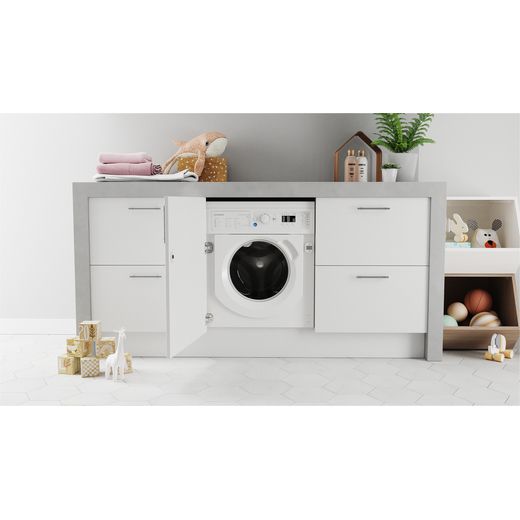 Indesit BI WMIL 91485 UK 8kg Washing Machine with 1400 rpm - White - Washing machine in kitchen shot