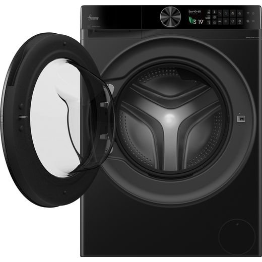 Hoover Pro Wash Series 7 HBQD412BL10JU-80 12kg Washing Machine with 1400 rpm - Matte Black - front with door open shot