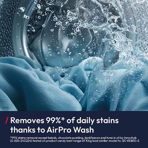 Hoover Pro Wash Series 7 HBWQD4106BL10U80 Wifi Connected 10Kg / 6Kg Washer Dryer with 1400 rpm - White - Annotation - AirPro Wash