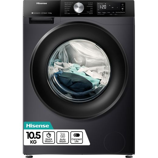 Hisense 3S Series WF3S1043BB3 10.5kg Washing Machine with 1400 rpm - Black - Front shot
