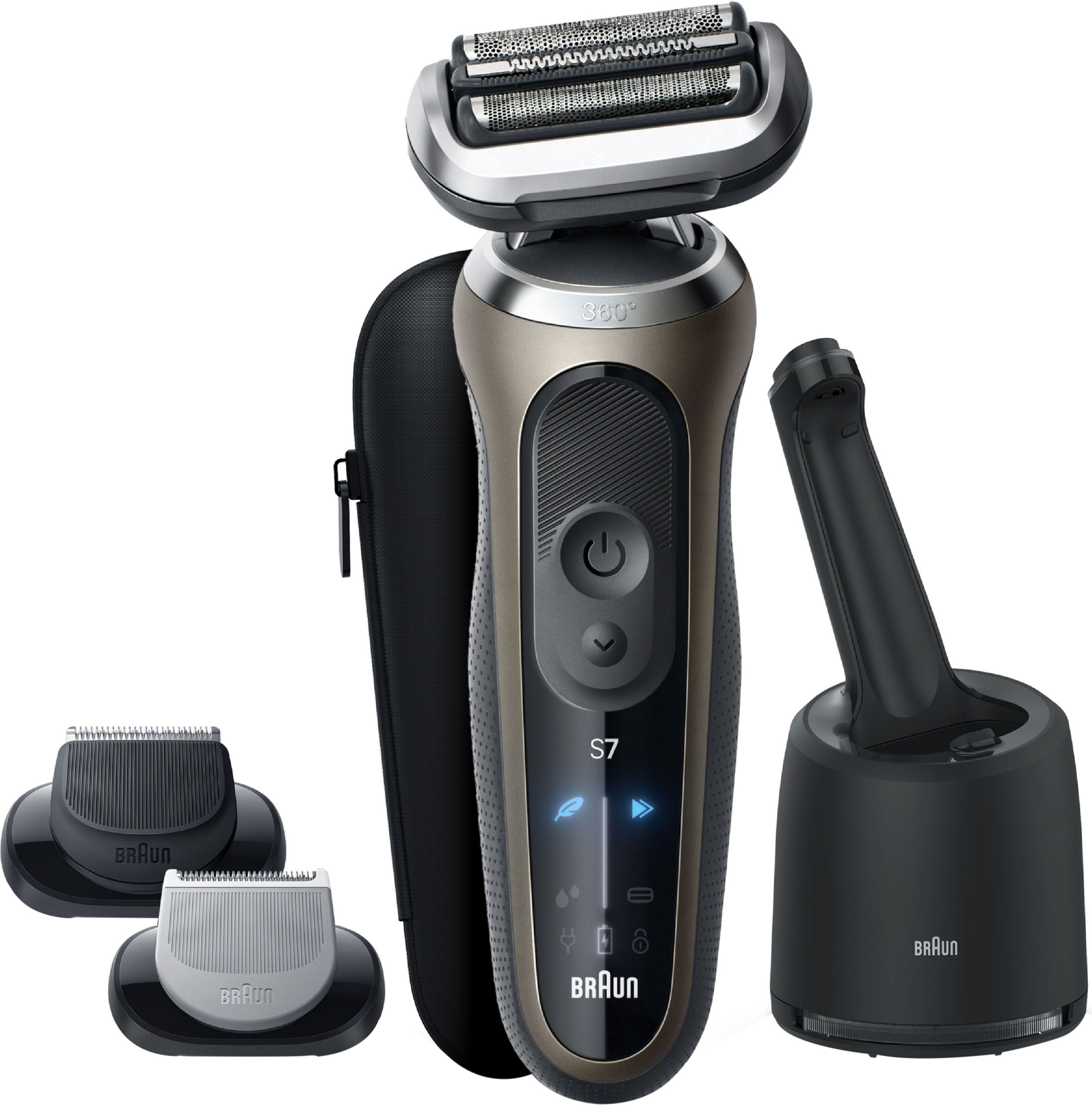 Braun Series 7 Electric Shaver - Wet & Dry, 360° Flex Head, 50-Minute Run Time, Black/Brown