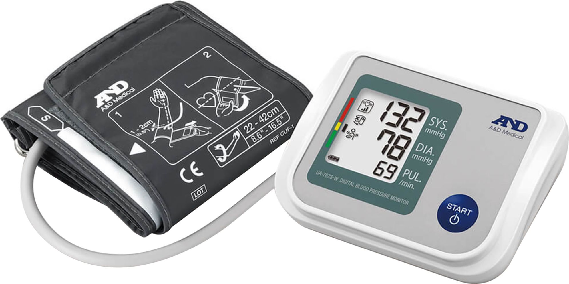 A&D Medical UA-767-SW Upper arm Blood Pressure Monitor, Grey