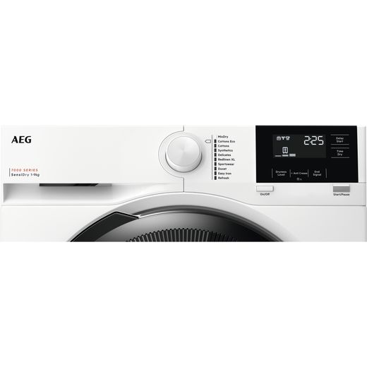 AEG 7000 Series TR718A4B 8Kg Heat Pump Tumble Dryer - White - Control panel shot 