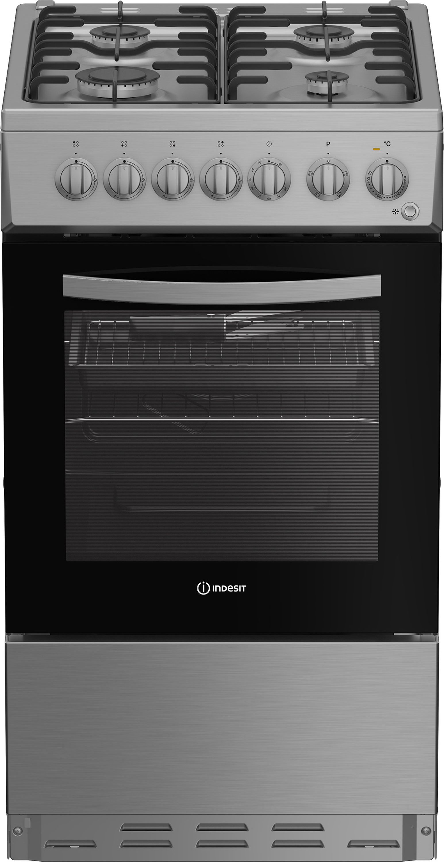 Indesit I5G3PMX Gas Cooker - Stainless Steel - 4 Burner Hob - 60L Oven