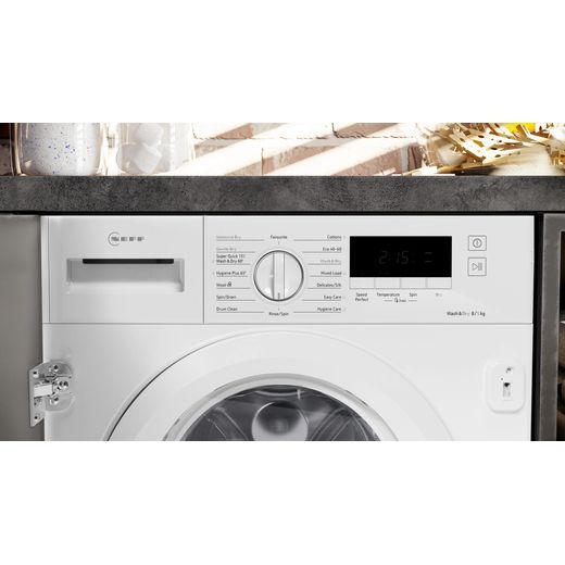 NEFF V8340X0GB Integrated 8Kg / 5Kg Washer Dryer with 1400 rpm - White - control panel shot 