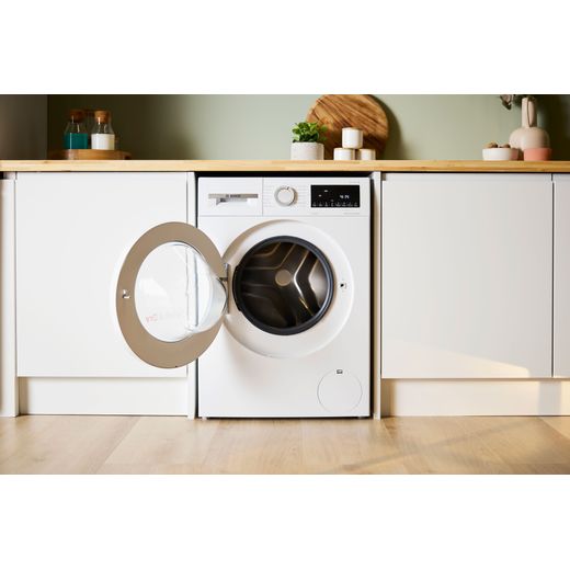 Bosch Series 4 9Kg / 5Kg Washer Dryer - White - Washing machine with door open shot