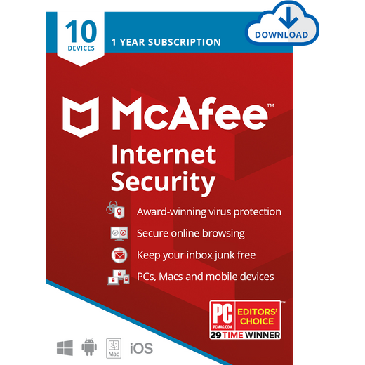 McAfee Internet Security Digital Download for 10 Devices
