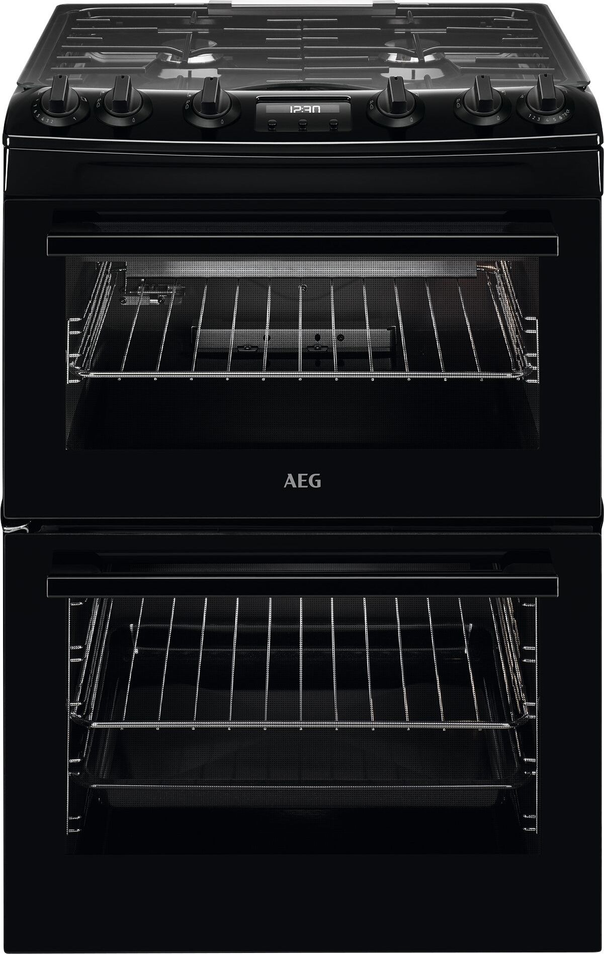 AEG Gas Cooker - 4 Burner Hob - 83L Main Oven - Black - CGX6130ACB