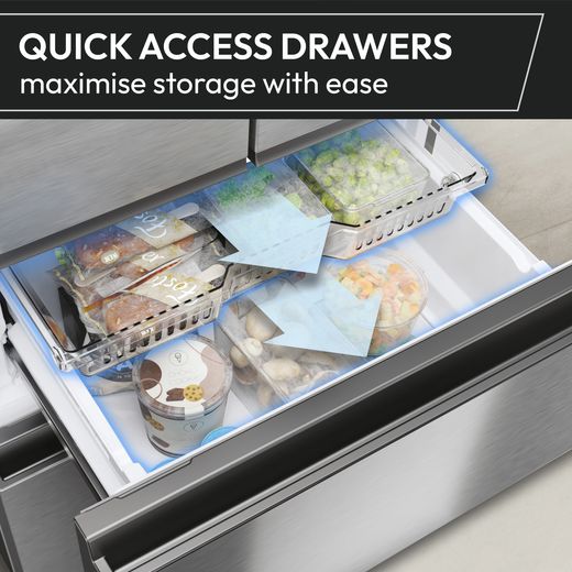Hoover H-FRIDGE 700 50/50 Frost Free Fridge Freezer - Stainless Steel - Annotation - Quick access drawers shot