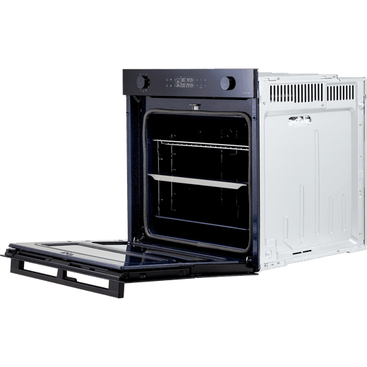 Samsung Series 4 Dual Cook Flex™ Electric Single Oven - Black Glass - Full door open with Dual Cook divider
