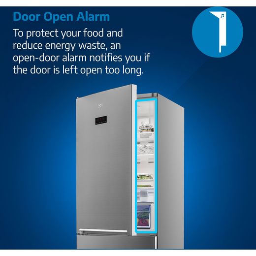 Beko CNE4552W 151cm 50/50 Small Total No Frost Fridge Freezer - White - Annotation - Door-Open-Alarm