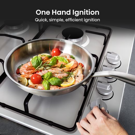 Hisense Built In Electric Double Oven and Gas Hob Pack - Stainless Steel - Annotation - One hand ignition