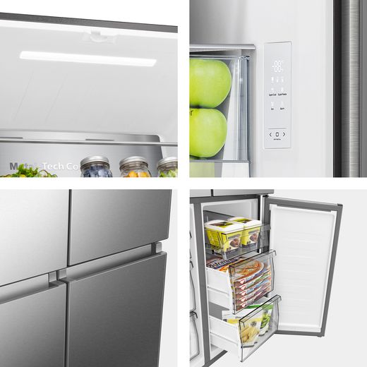 Hisense PureFlat American Fridge Freezer - Stainless Steel - Close up shot