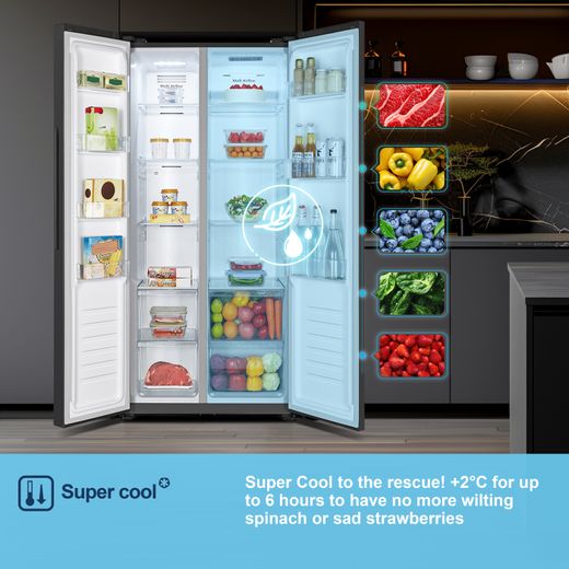 Fridgemaster American Fridge Freezer - Black - Annotation - Super cool