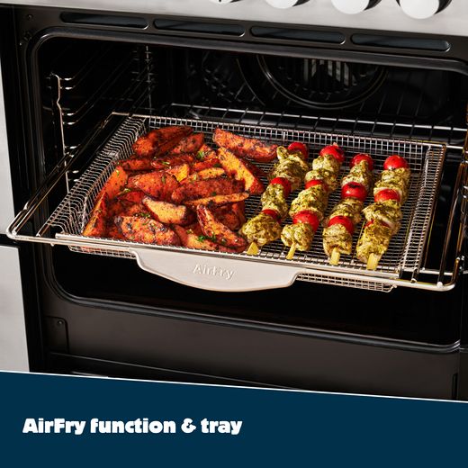 Belling Cookcentre 100DF 100cm Dual Fuel Range Cooker - Stainless Steel - Annotation - AirFry function and tray