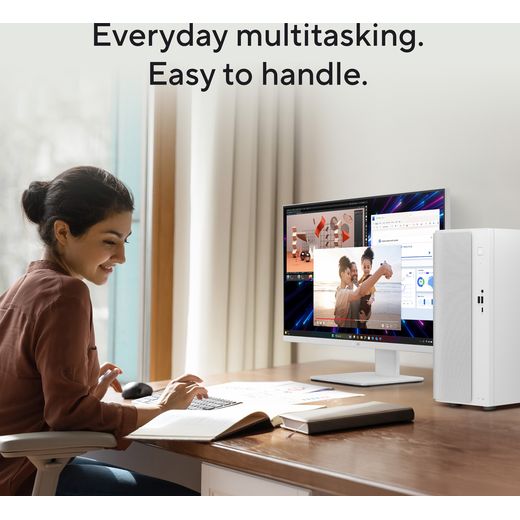 Asus V500 Mini Tower V501MV-W521H34W Tower - Intel® Core™ 5, 512GB SSD, 2026 16 GB RAM - White - annotation - multitasking shot