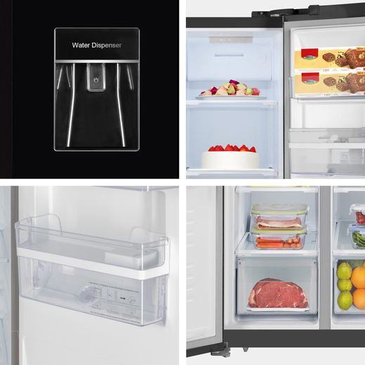 Fridgemaster American Fridge Freezer - Black - Multiple shots
