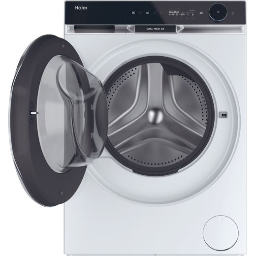 Haier HW110-BD14397U1 11kg Washing Machine with 1400 rpm - White - Front with door open shot