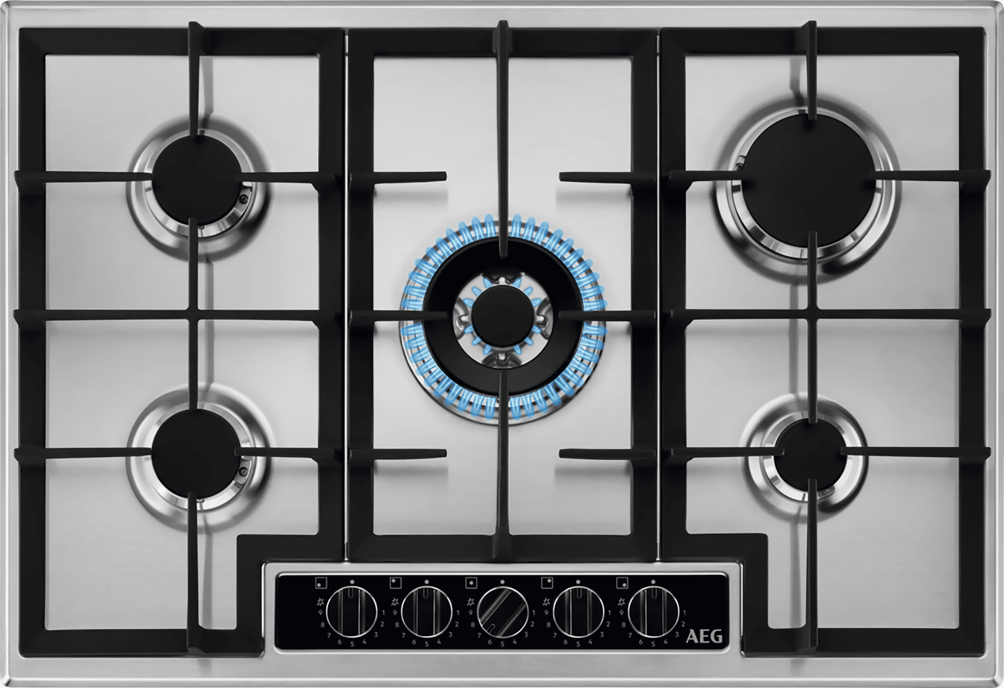 AEG 5 Burner Gas Hob - Stainless Steel