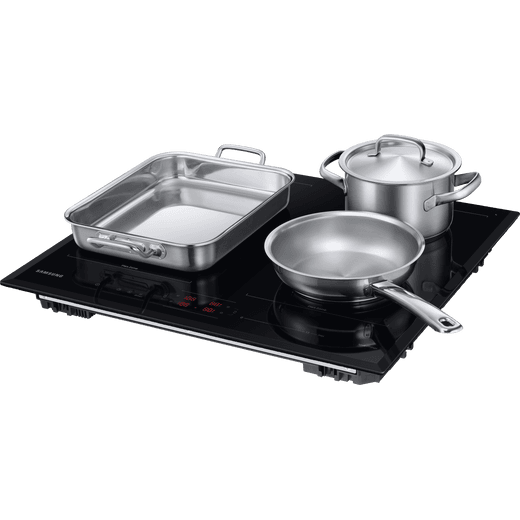 Samsung Series 5 NZ64B5066KK 59cm Induction Hob - Black - Left perspective with pans