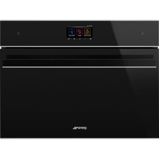 Smeg Dolce Stil Novo SF4604WMCNX Wifi Connected Built In Compact Electric Single Oven with Microwave Function - Black / Stainless Steel
