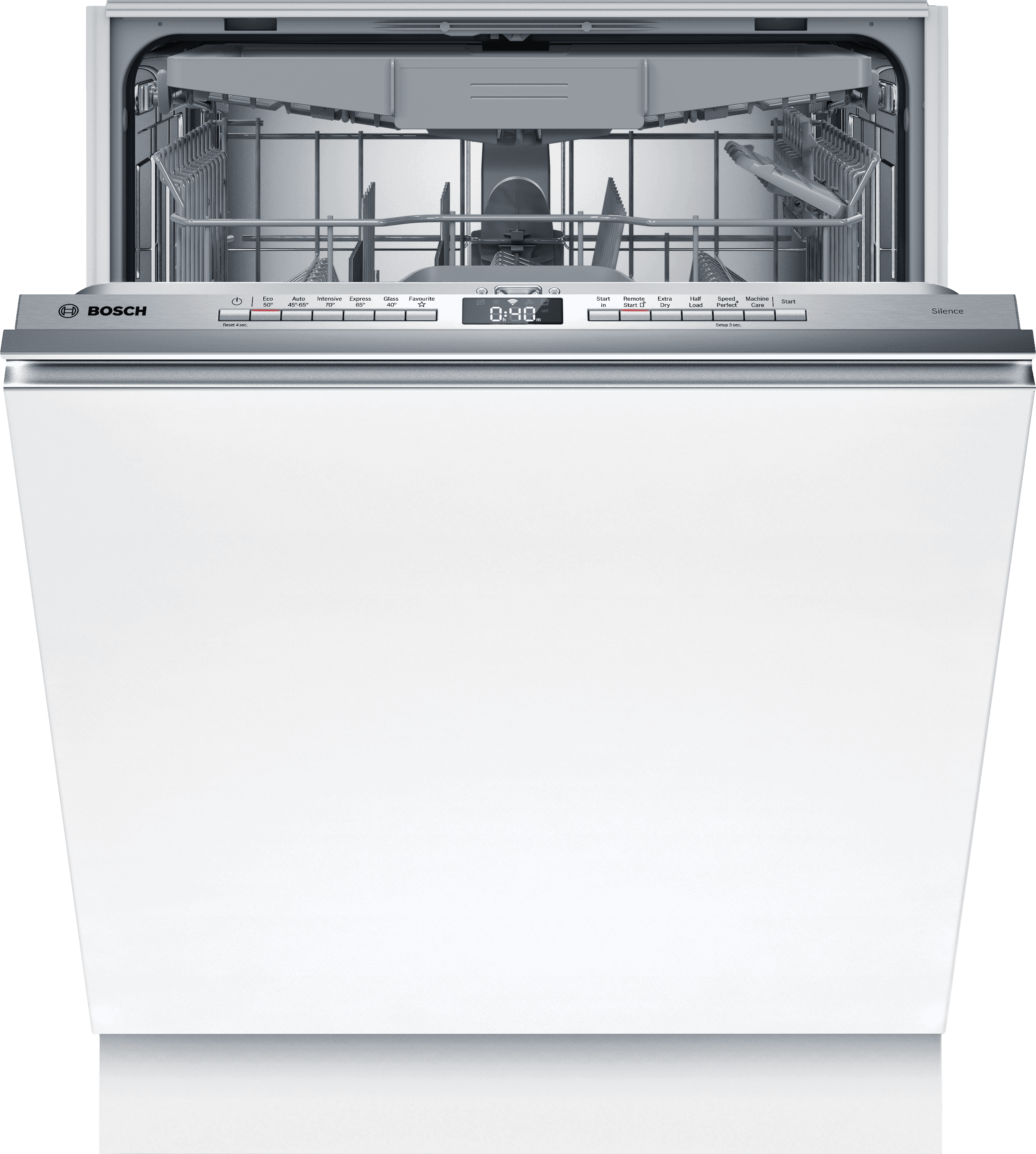 Image of Bosch Serie 4 SMH4HVX00G Integrated Full Size Dishwasher - Stainless Steel Control Panel with Sliding Door Hinge Kit - D Rated, Stainless Steel