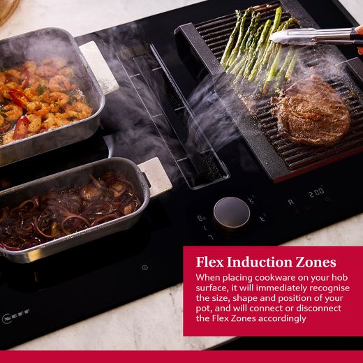 NEFF V68AUX4C0 Induction Hob Black - Annotation - Flex induction zones shot