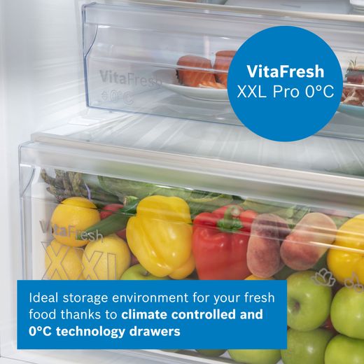 Bosch Series 4 60/40 Frost Free Fridge Freezer - Stainless Steel Effect  - Annotation - Vita fresh shot