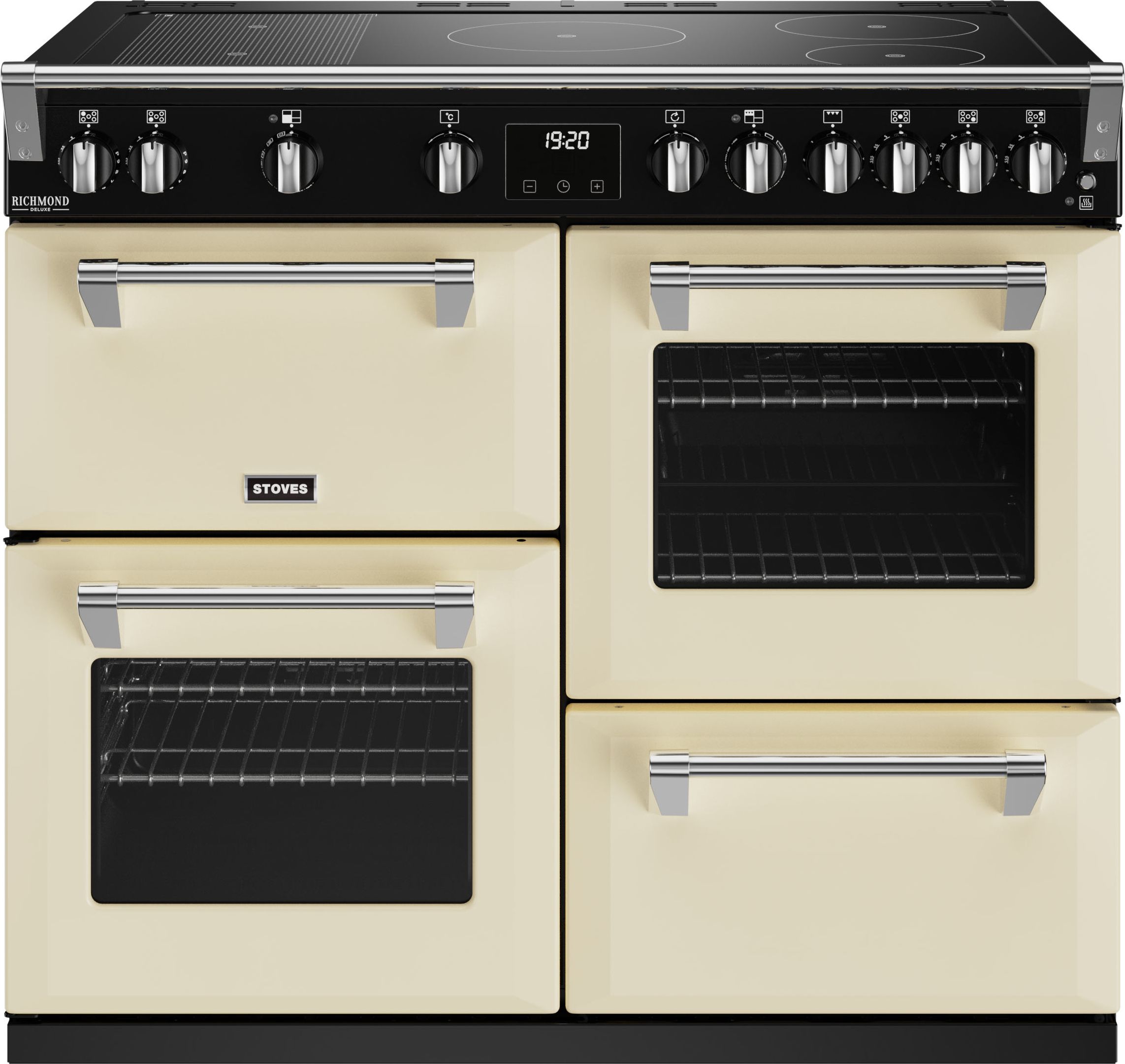 Stoves Richmond Deluxe ST DX RICH D1000Ei RTY CC 100cm Electric Range Cooker with Induction Hob - Cream - A Rated, Cream