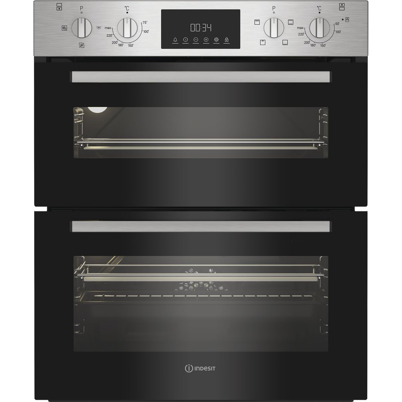 Indesit 48L Electric Double Oven | DUI 12D IX_SS | ao.com