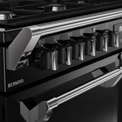 Stoves Richmond 110cm Dual Fuel Range Cooker - Black  - Close up handle shot 