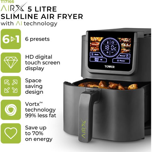 Tower AirX AI 5L T17166 Air Fryer - Grey - Annotation - Features