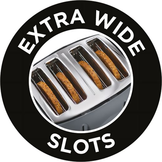 Russell Hobbs Honeycomb 26073 4 Slice Toaster - Grey - Annotation - Extra wide shot