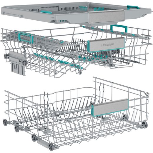 Hisense Standard Dishwasher - Black Inox - Right rack perpsective shot