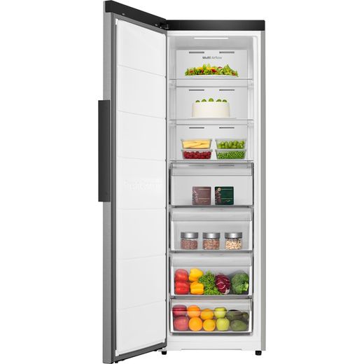 Hisense FT3K310SAIE 186cm Upright Freezer - Silver - Front with door opens shot