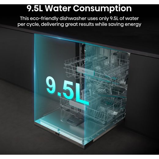 Hisense Integrated Standard Dishwasher - Black - Annotation - 9.5L water consumption