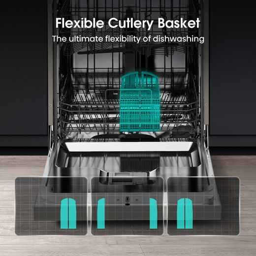 Hisense Standard Dishwasher - Stainless Steel - Annotation - Flexible cutlery basket