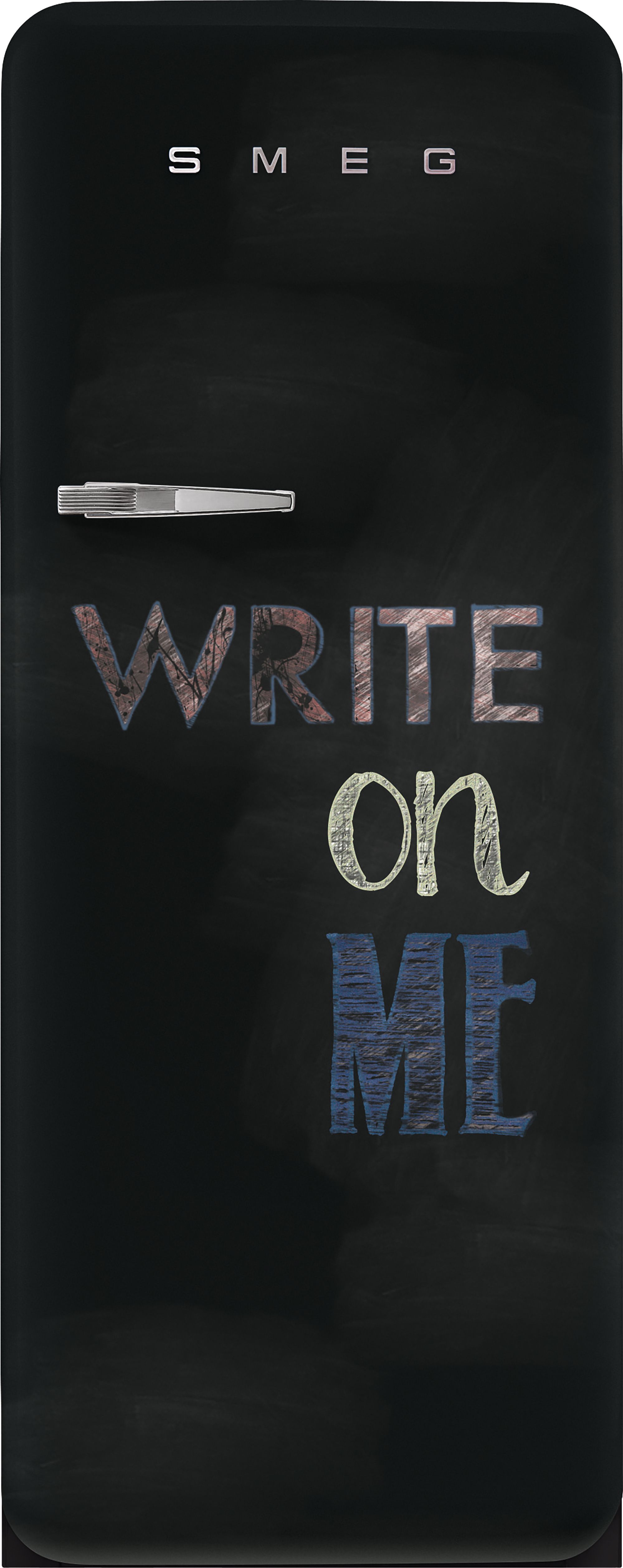 Image of Smeg 50s Style Retro Right Hand Hinge FAB28RDBB5 153cm Small Fridge - Blackboard - D Rated, Black