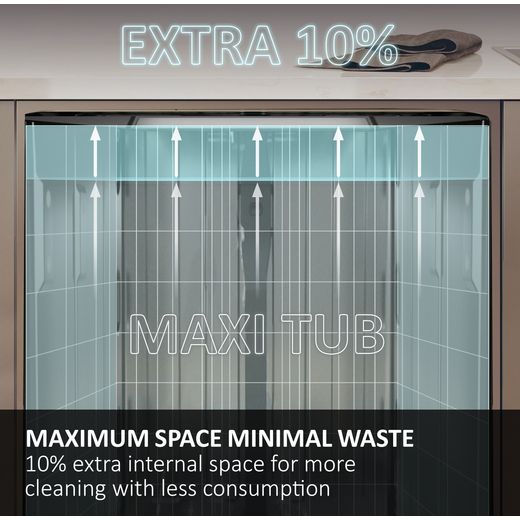 Haier Integrated Standard Dishwasher - Black Bezel - Annotation - Extra space shot