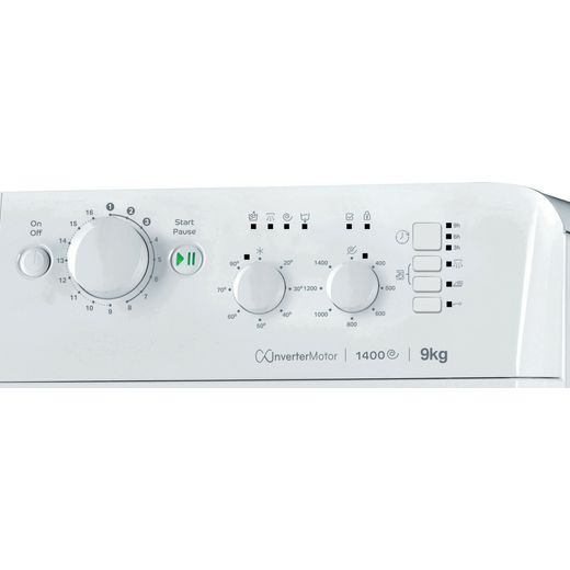 Indesit My Time MTWC 91495 W UK N 9kg Washing Machine with 1400 rpm - White - Close up control panel shot