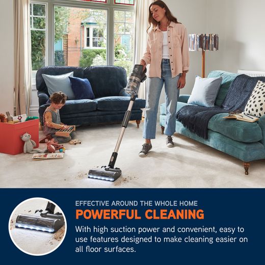 Vax HomePro Plus Cordless Vacuum Cleaner with up to 45 Minutes Run Time - Graphite - Annotation - Powerful cleaning shot