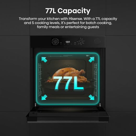Hisense Hi4 BSA66221ADBGUK Built In Electric Single Oven - Black - Annotation - 77L capacity