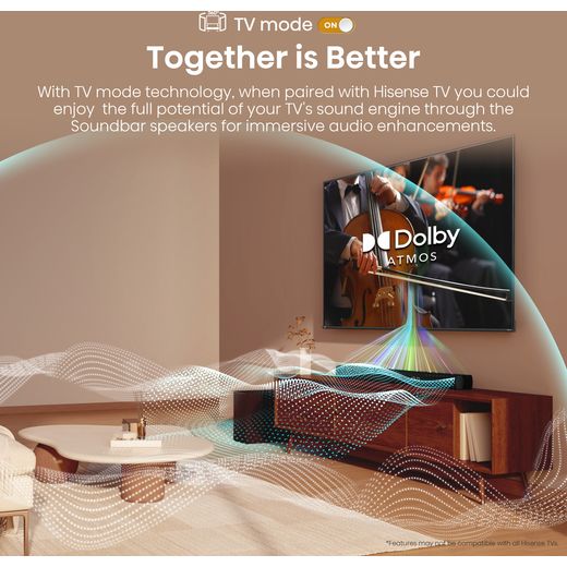 Hisense HS3100 Bluetooth 3.1 Soundbar - Black - Annotation - Together is better shot
