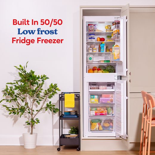 Russell Hobbs RH177BILFFF1E2 177cm 50/50 Integrated Fridge Freezer with Sliding Door Fixing Kit - White - Annotation - 50/50