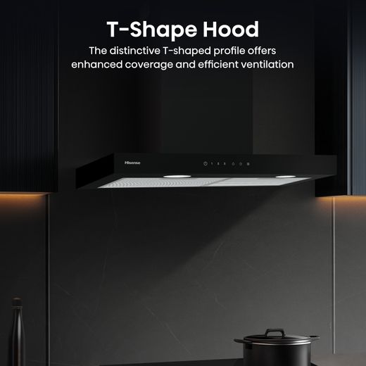 Hisense CH6T14BBUK 60cm Chimney Cooker Hood - Black - Annotation - T-shape hood